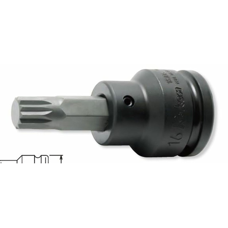 3/4 Sq. Dr. Bit Socket XZN M16 Triple Square Length 76mm