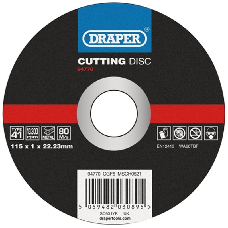 Draper Metal Cutting Disc, 115 x 1 x 22.23mm