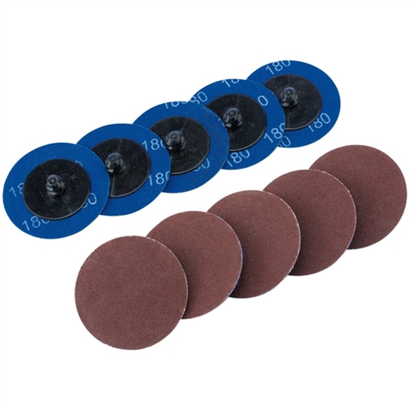 Draper Aluminium Oxide Sanding Discs, 50mm, 180 Grit (Pack of 10)