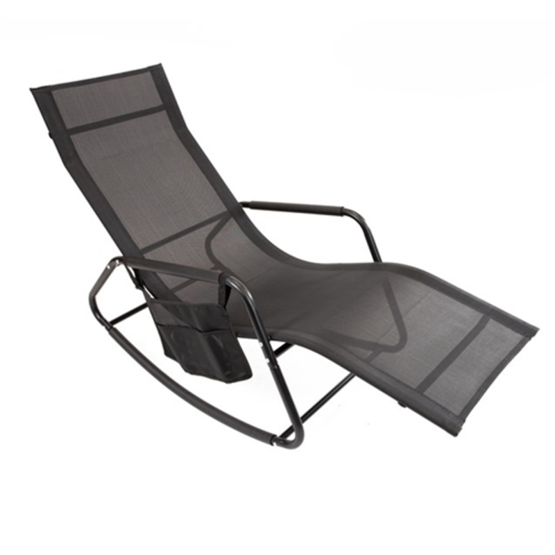 GardenKraft Garden Rocking Relaxing Lounger Chair – Black