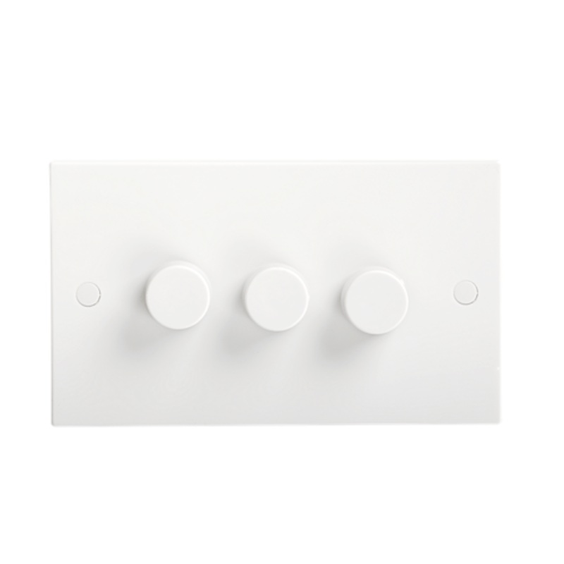 KnightsBridge 40-400W White 3G 2 Way 230V Electric Dimmer Switch Wall Plate