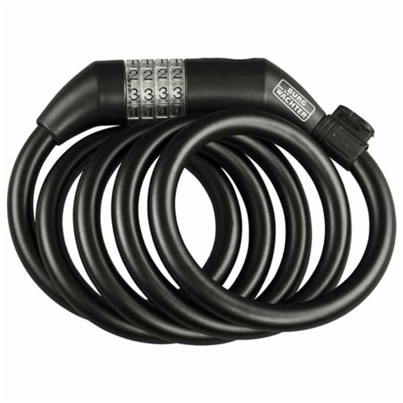 Burg Wachter 180cm Combination Spiral Cable Lock, Black