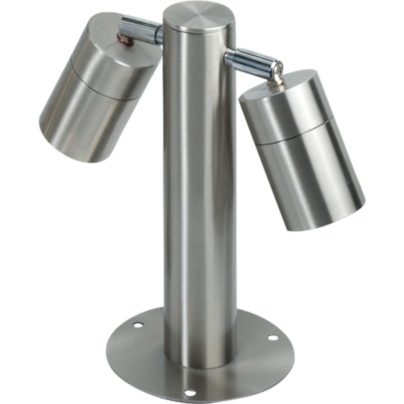KnightsBridge IP65 2 x GU10 35W max. Adjustable Stainless Steel Bollard 260mm