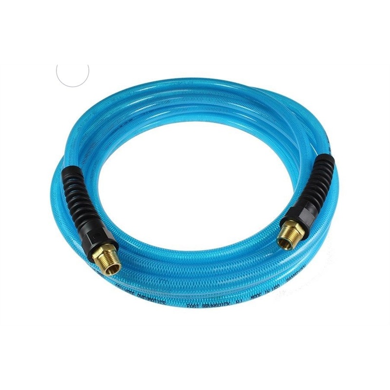 Blue Flexeel Reinforced Polyurethane Straight Air Hose 3/8″ x 50″, 1/4″ MPT