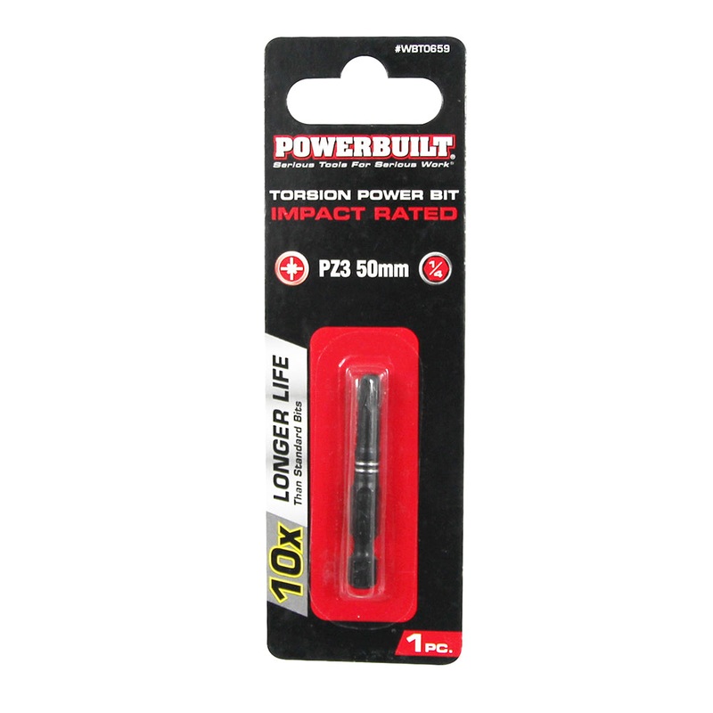 Powerbuilt 1/4 in Torsion Impact Power Bit – Pozi #3 X 50mm Long