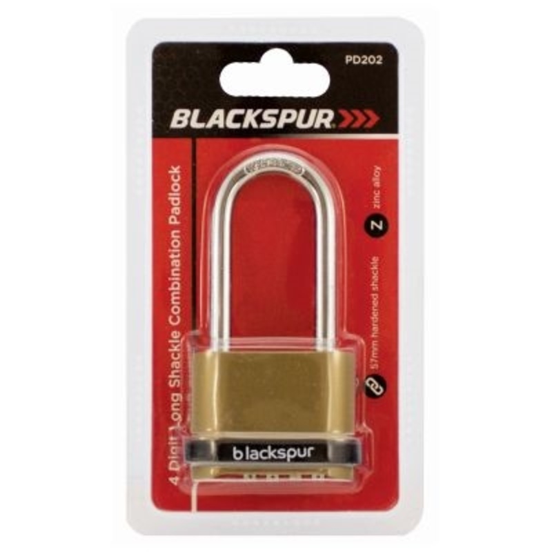Blackspur 4 Digit Long Shackle Combination Padlock