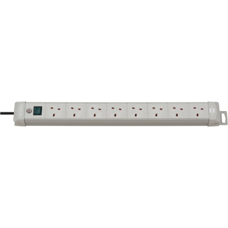 Brennenstuhl Premium-Line, 8-way extension lead, Light Grey