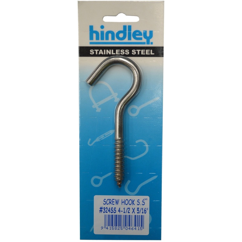 Xcel Screw Hook Stainless Steel #324SS 100mm x 8mm Carded