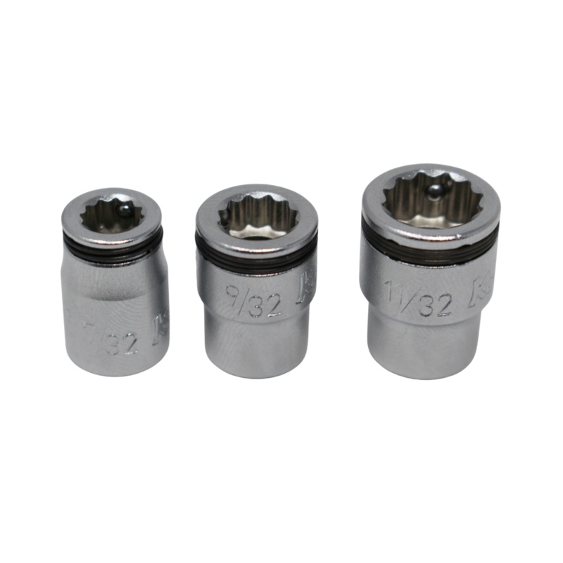 1/4 Sq. Dr. 12 point NUT GRIP Socket Set 7/32, 9/32, 11/32 – 3 pieces