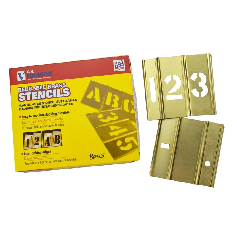 C.H. Hanson 10011 Stencil Set-Numbers 2″ Brass 15 Pieces
