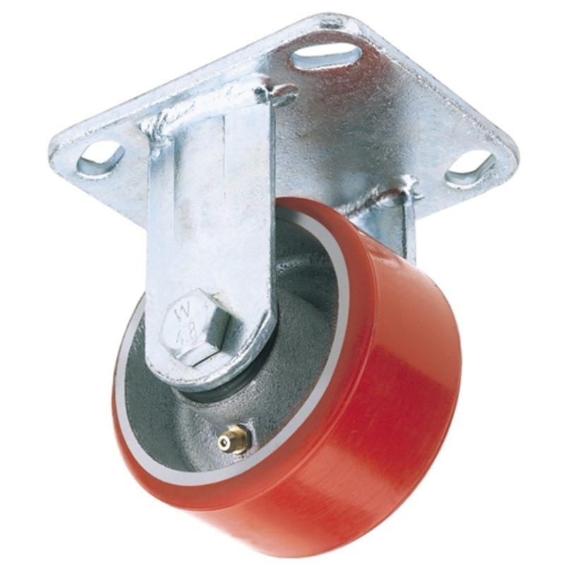 Draper Fixed Plate Fixing Heavy Duty Polyurethane Wheel, 125mm Diameter, S.W.L. 300kg