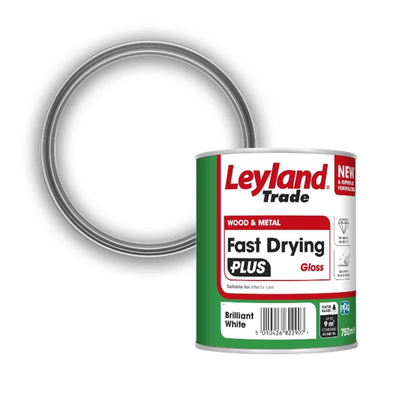 Leyland Trade Fast Drying PLUS Water-Based Gloss 0.75L Brilliant White