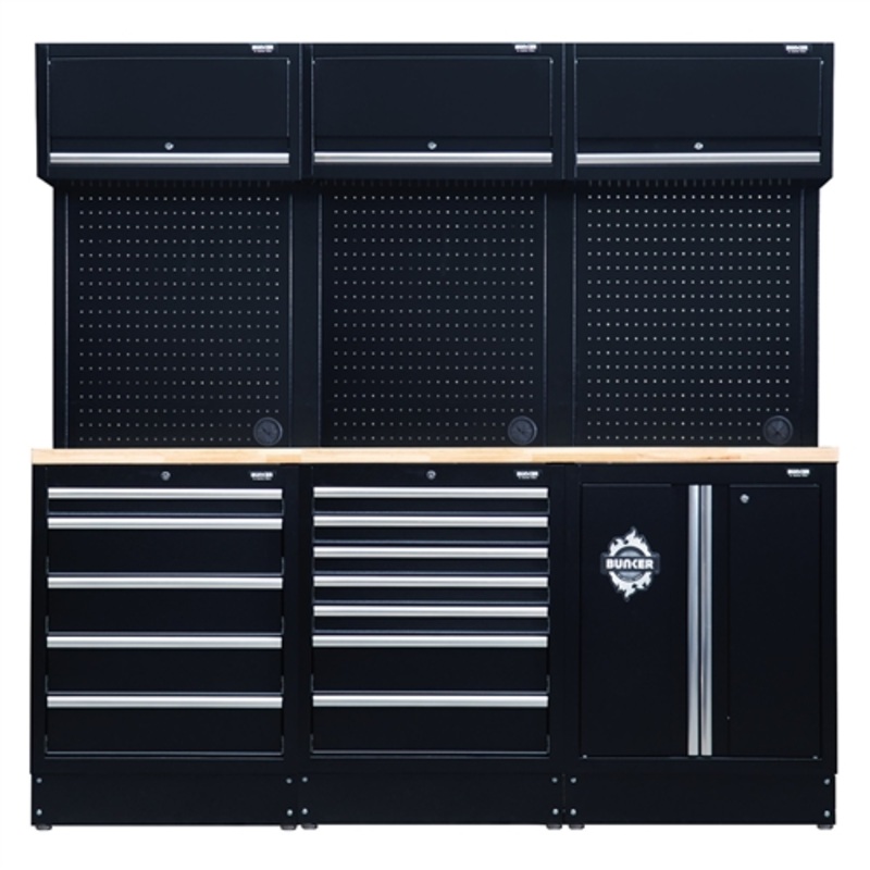 Bunker Modular Storage Combo with Hardwood Worktop (14 Piece)