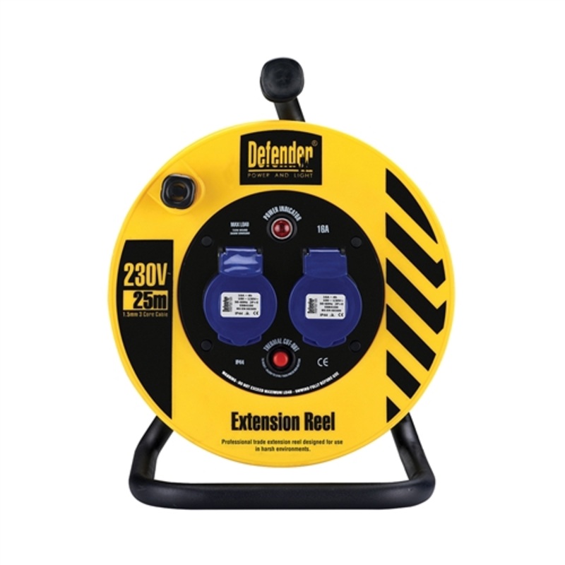 Defender Light Industrial Reel 2-Way 25m – 230V 16A