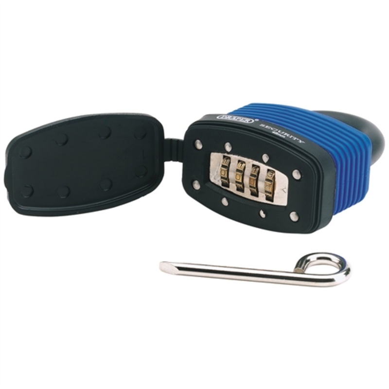 Draper Resettable 4 Number Combination Laminated Steel Padlock and Bumper, 48mm