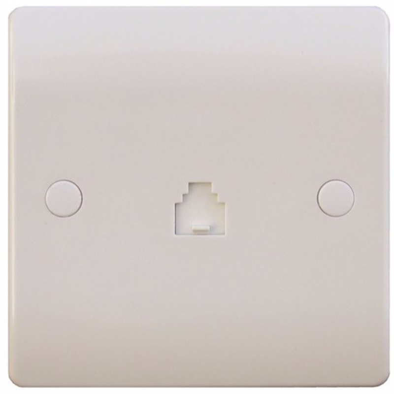 ESR Sline 1 Gang White RJ45 ADSL / Irish Telephone Connector Network Socket