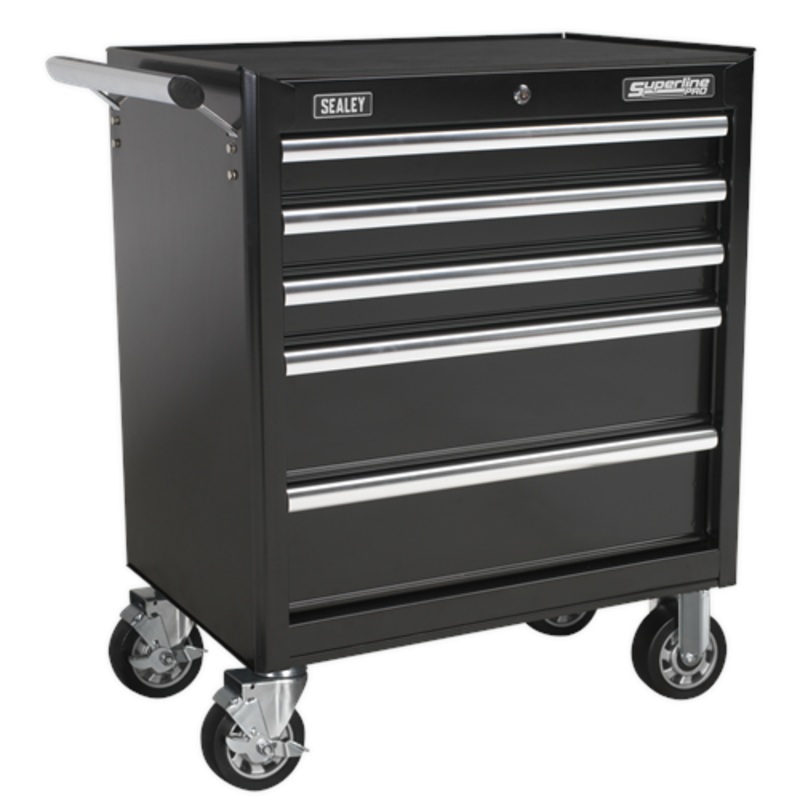 Sealey Superline Pro Rollcab 5 Drawer with Ball-Bearing Slides – Black