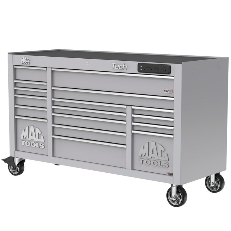 Tech Series 16-Drawer Workstation with PowerTech Drawer – Mica Gray