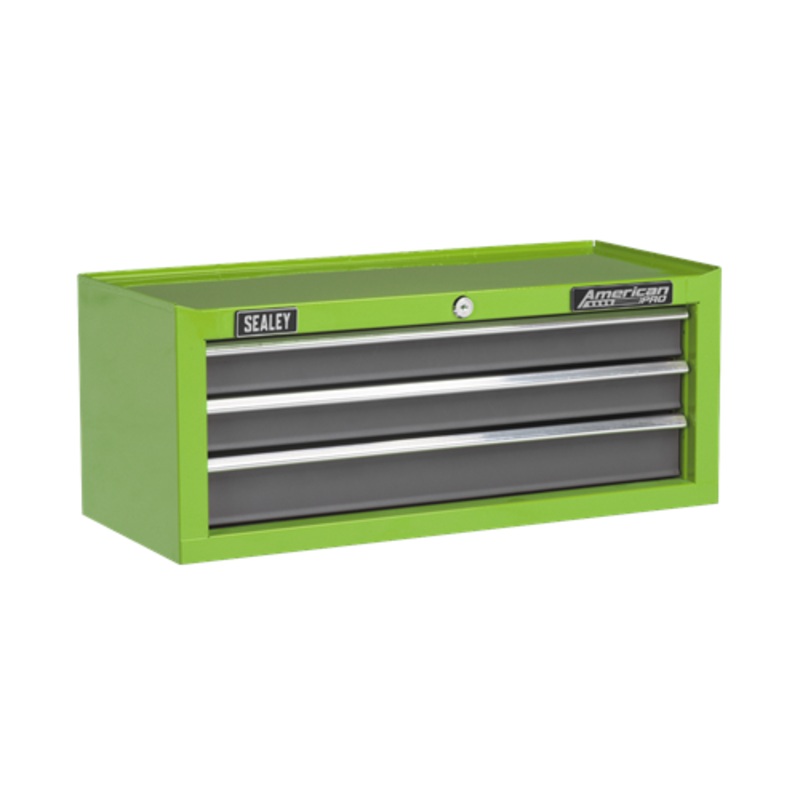 Sealey American Pro Mid-Box 3 Drawer with Ball-Bearing Slides – Green/Grey