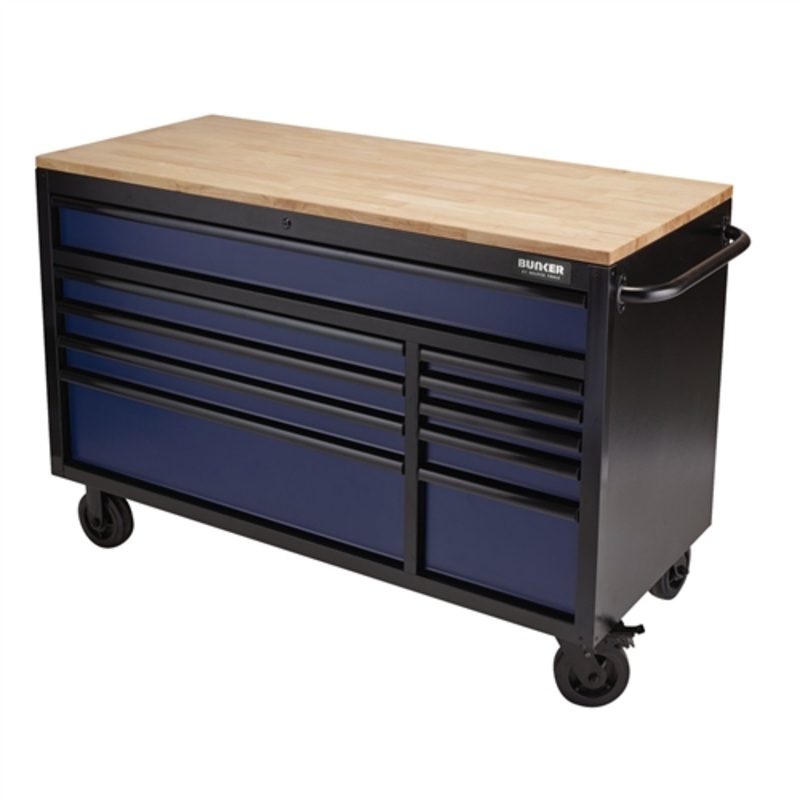 Bunker Workbench Roller Tool Cabinet, 10 Drawer, 56