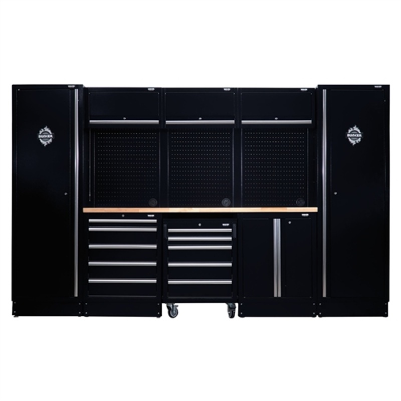 Bunker Modular Storage Combo with Hardwood Worktop (16 Piece)