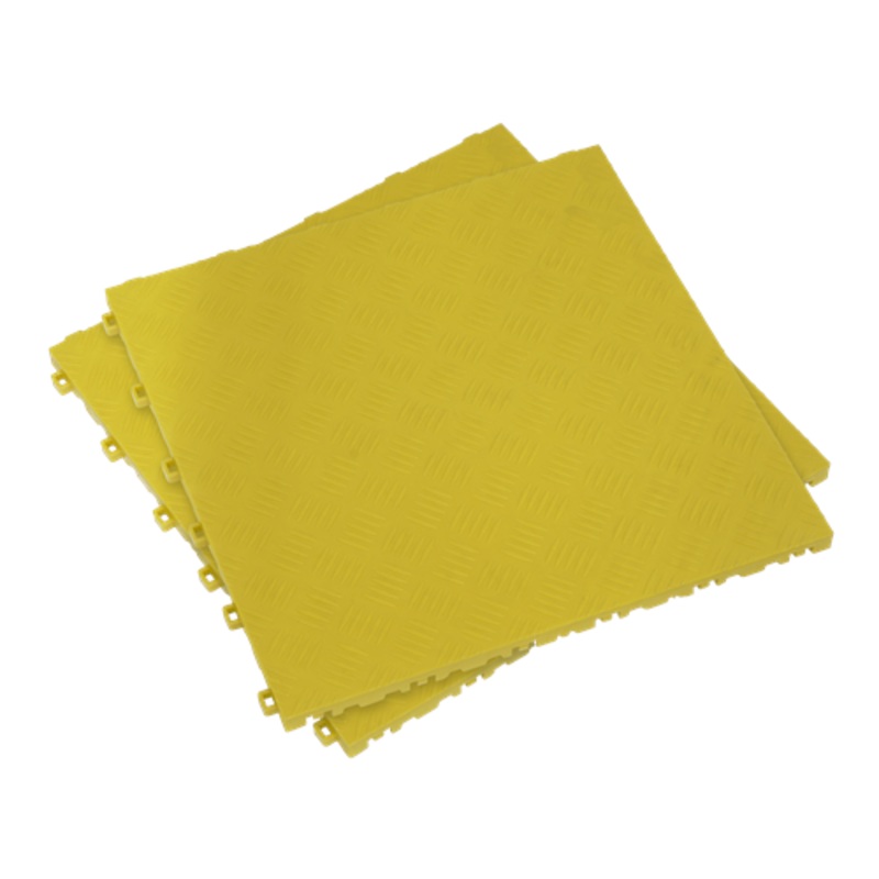 Sealey Polypropylene Floor Tile – Yellow Treadplate 400 x 400mm – Pack of 9