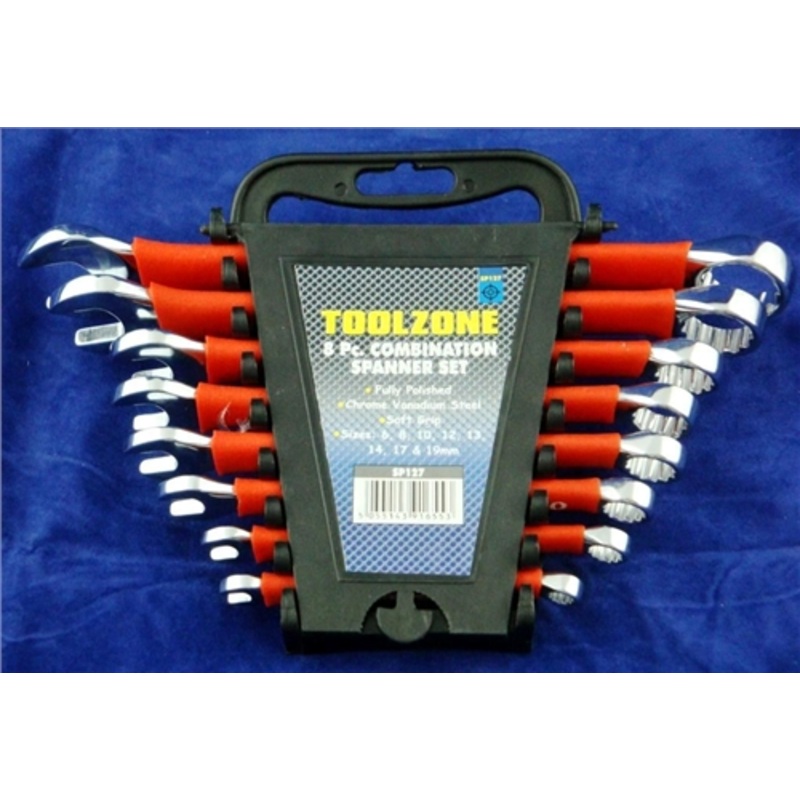 Toolzone 8 Piece Softgrip CRV Combination Spanners