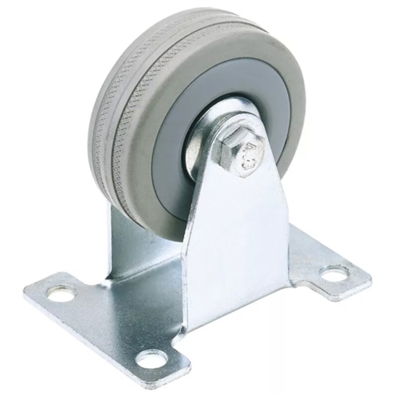 Draper Fixed Plate Fixing Rubber Castor, 100mm Diameter, S.W.L. 80kg