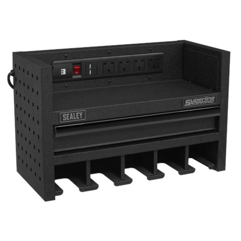 Sealey Superline Pro Power Tool Storage Rack 560mm with Drawer & Power Strip
