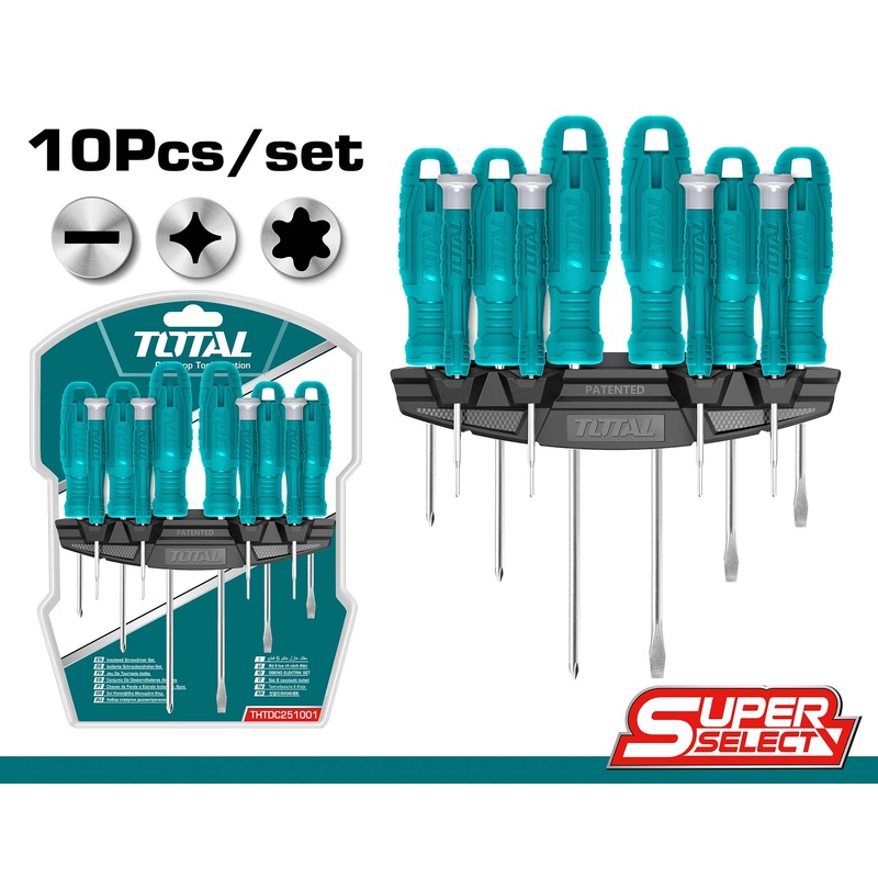 TOTAL SCREWDRIVER & PRECISION SCREWDRIVER SET 10 PCS THTDC251001