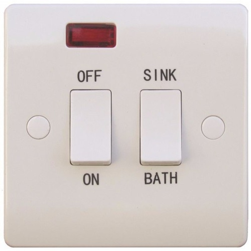 ESR Sline 20A White 2G Dual Immersion Heater Switch with Neon