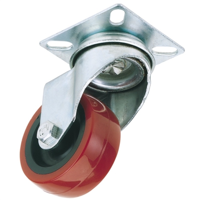 Draper Swivel Plate Fixing Polyurethane Wheel, 75mm Diameter, S.W.L. 70kg