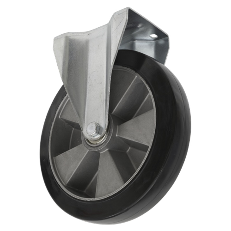 Sealey Heavy-Duty Rubber Castor Wheel Fixed Plate 200mm – Trade