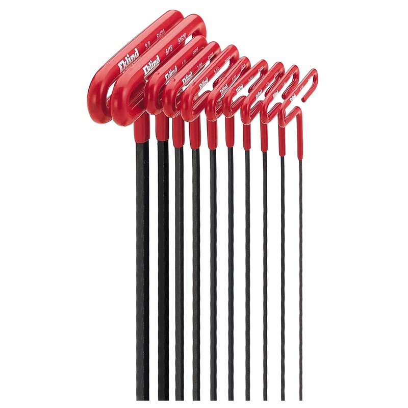 10 Piece 9″ SAE Cushion Grip T-Handle Hex Key Set EKL53910