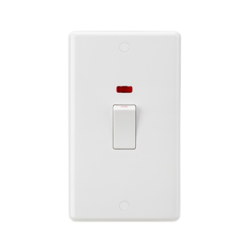KnightsBridge Curved Edge 45A 2G DP Switch with Neon (White Rocker)