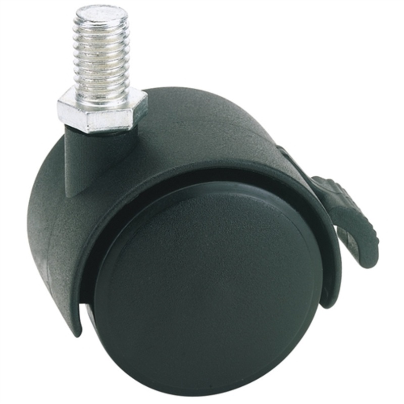 Draper Twin Nylon Bolt Castor with Brake, 40mm Diameter, S.W.L. 25kg