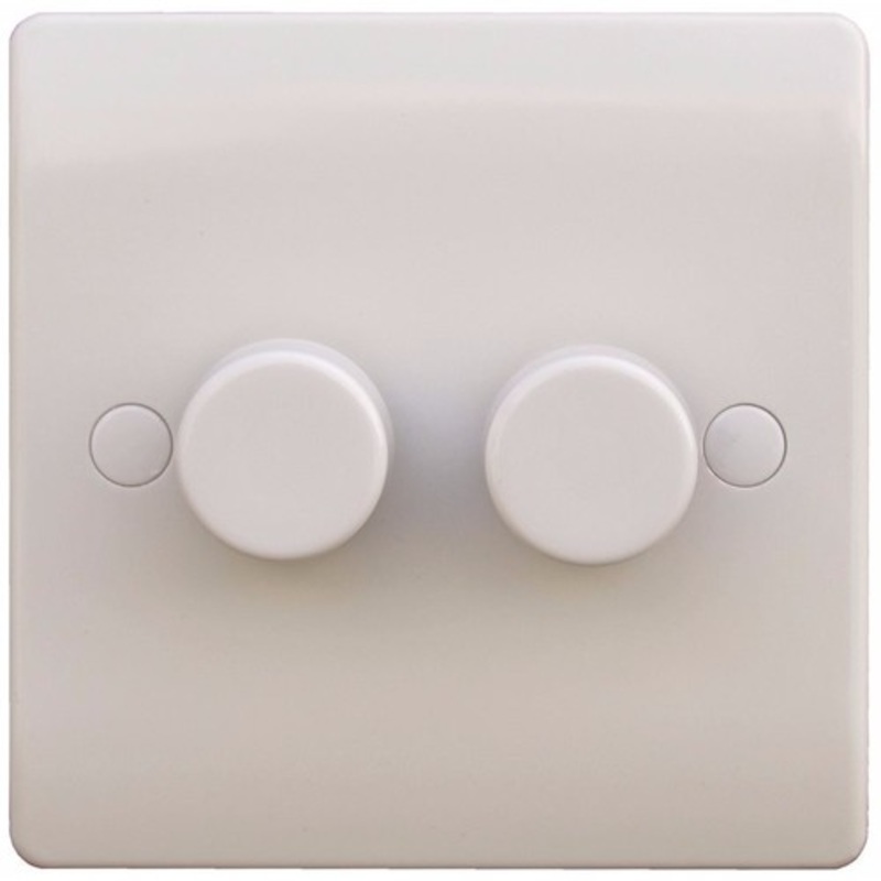 ESR Sline 40-400W White 2G 2 Way 230V Electric Dimmer Switch Wall Plate