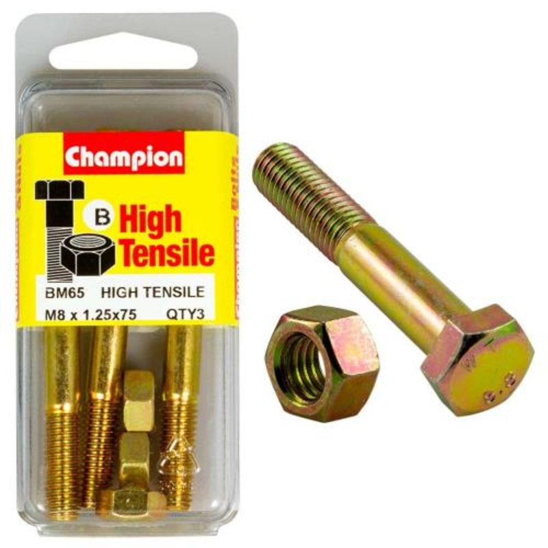 Champion M8 X 75 Bolt & Nut B – Gr8.8