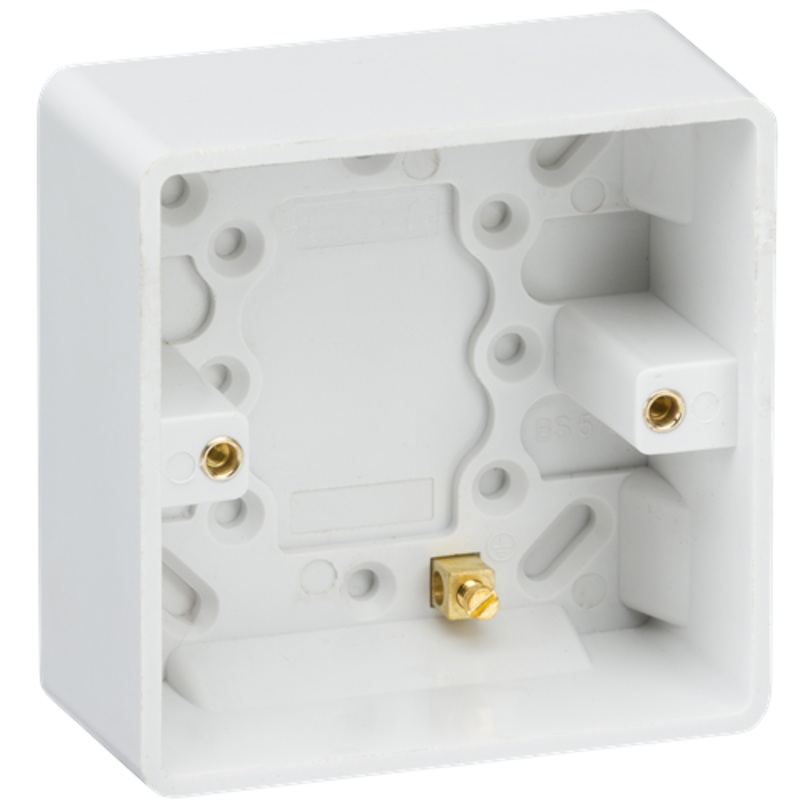 KnightsBridge Curved Edge Single 35mm Pattress Box with Earth Terminal