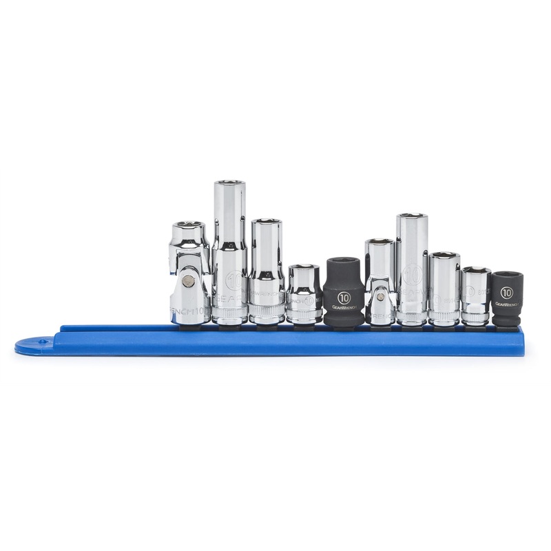 10 Piece 1/4″ and 3/8″ Drive 6 Point 10MM Socket Set KDT80319