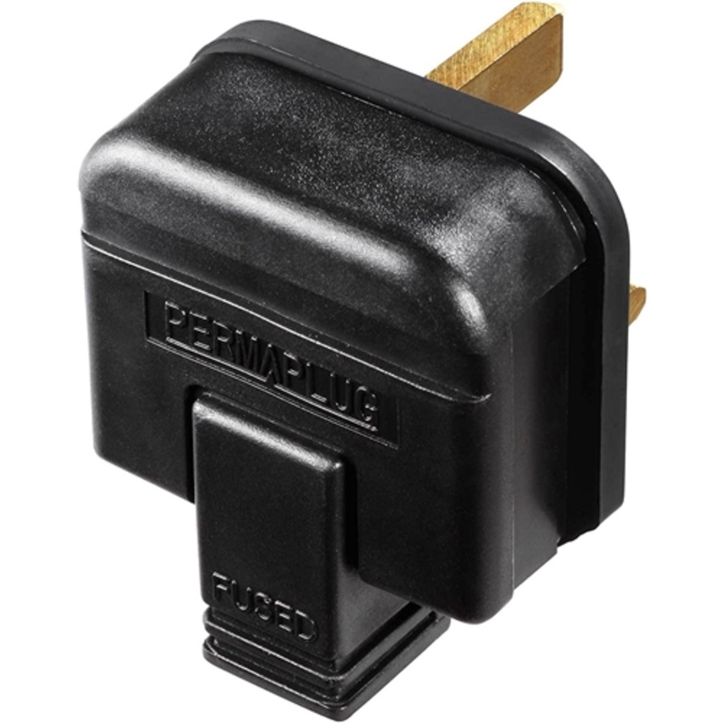 Permaplug Heavy Duty UK Mains Plug with 13A Fuse, Black