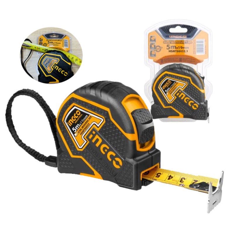 Ingco Tape Measure (Double Side Printing) [Nylon Blade] HSMT88052 (5m)