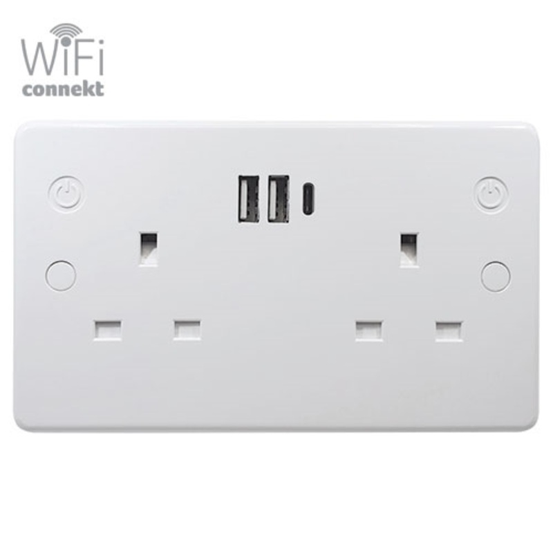 Wifi Connekt SMART Socket with USB Fast Charging – Includes FAST Charging multi adapter cable