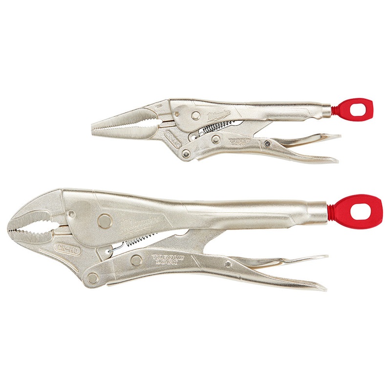 2Pc 10 in. Curved Jaw & 6 in. Long Nose TORQUE LOCK Locking Pliers Set