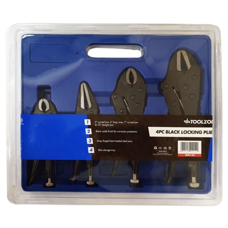 Toolzone 4 Piece Black Lock Pliers