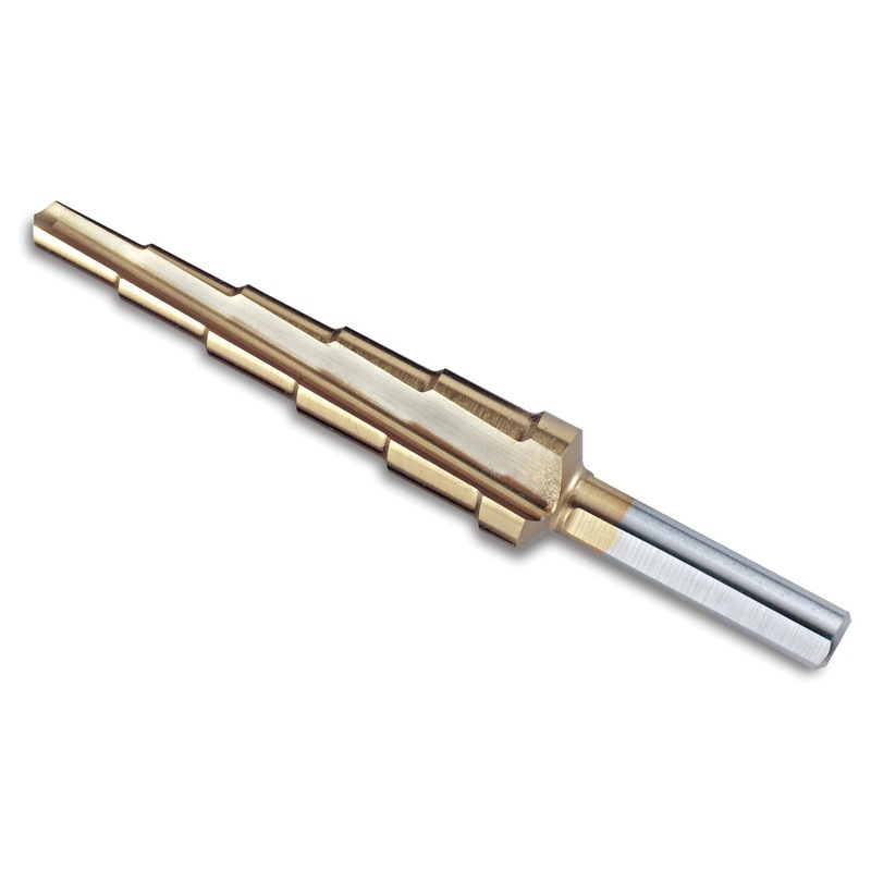 Titanium-Nitride Coated Stepped Drill Bit 3/16″ – 1/2″ (6 steps)