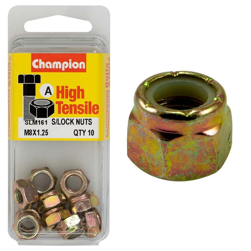 Champion Nyloc Nut M8 X 1.25 A – Gr8.8 Pack of 10