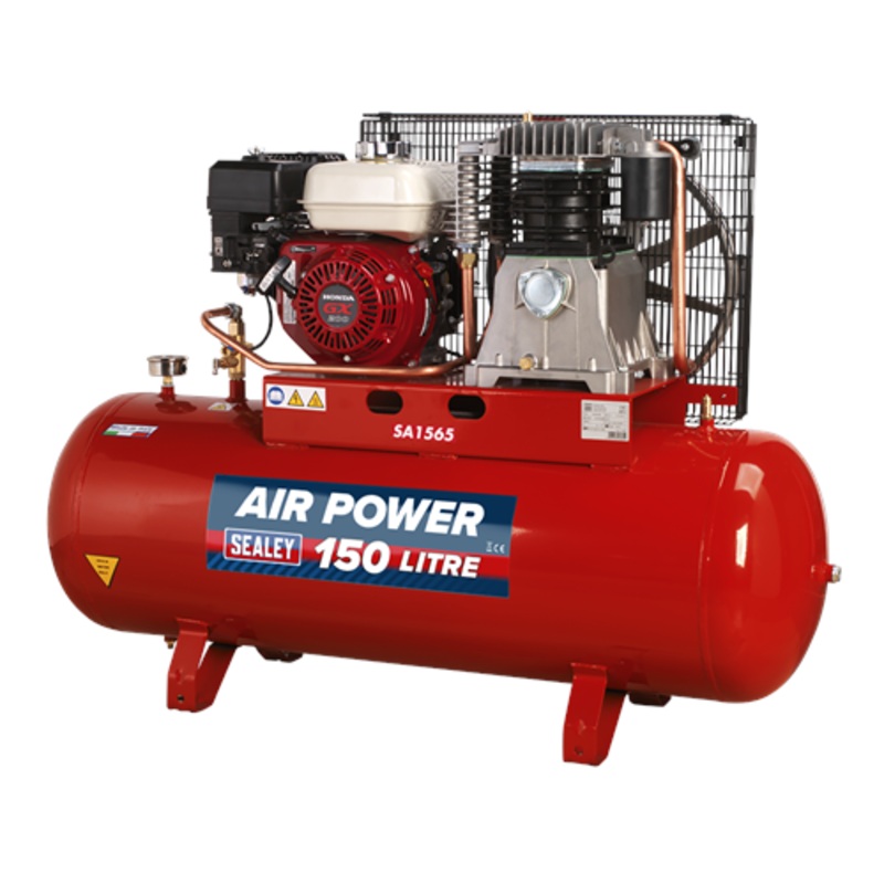 Sealey Air Compressor 150L Belt Drive Petrol Engine 6.5hp