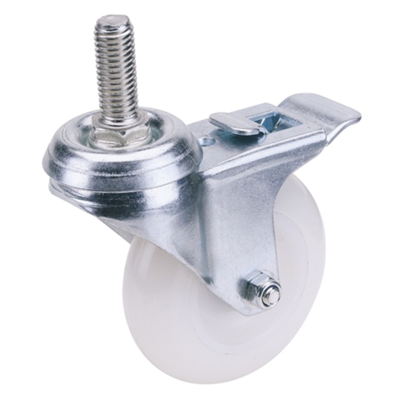 Draper Swivel Bolt Fixing Nylon Wheel with Brake, 100mm Diameter, S.W.L. 125kg
