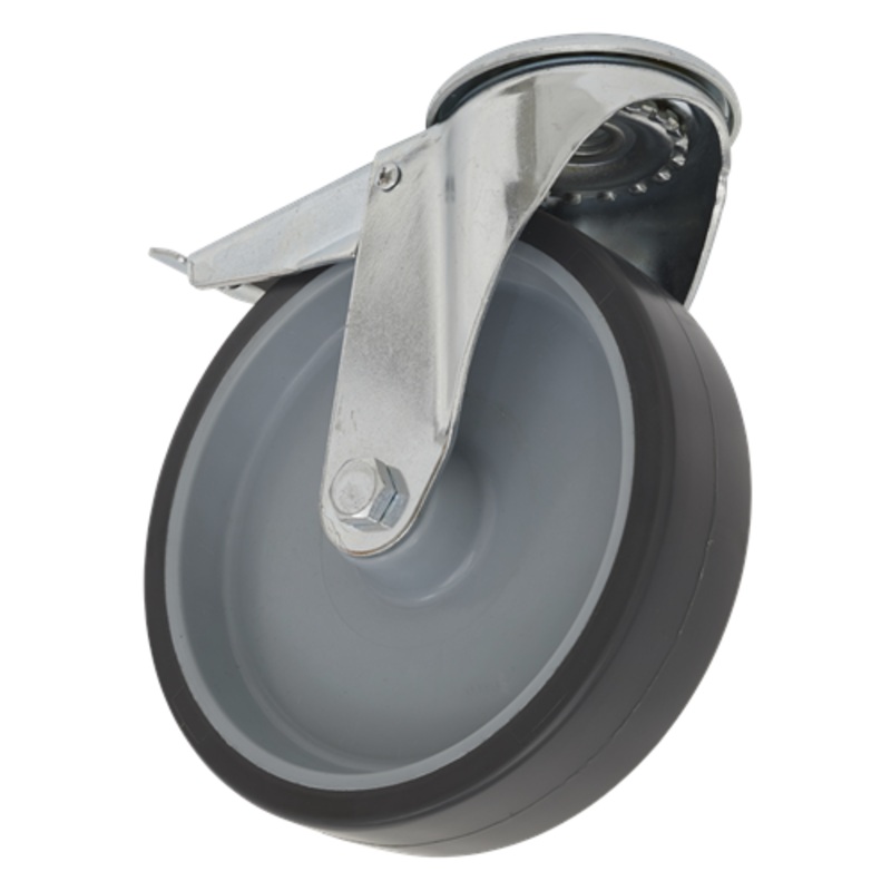 Sealey Medium-Duty Thermoplastic Bolt Hole Castor Wheel with Total Lock 100mm – Trade